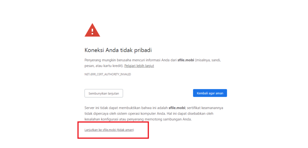 Cara Mengatasi Koneksi Anda tidak Pribadi saat akses Situs