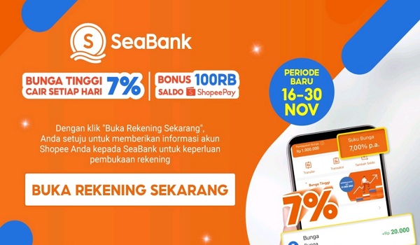 Cara Mendapatkan Saldo Shopeepay 100 ribu di Aplikasi Seabank