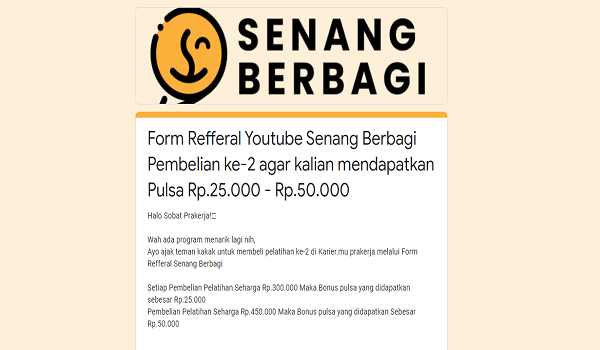 Cara Memasukkan Kode Referral Kariermu Gratis Pulsa 50 Ribu