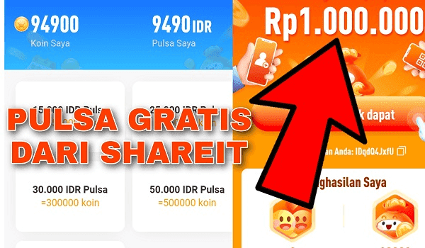 cara mendapatkan pulsa gratis jutaan dari shareit