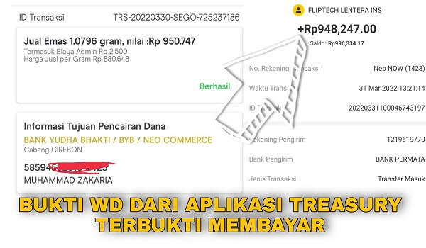 Bukti Pembayaran dari Aplikasi Treasury Lewat Rekening Bank