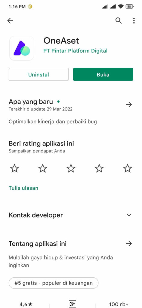 cara download aplikasi oneaset