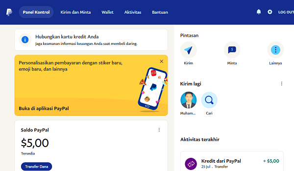 Cara Mendapatkan Uang $5 Dollar dari Paypal Terbaru