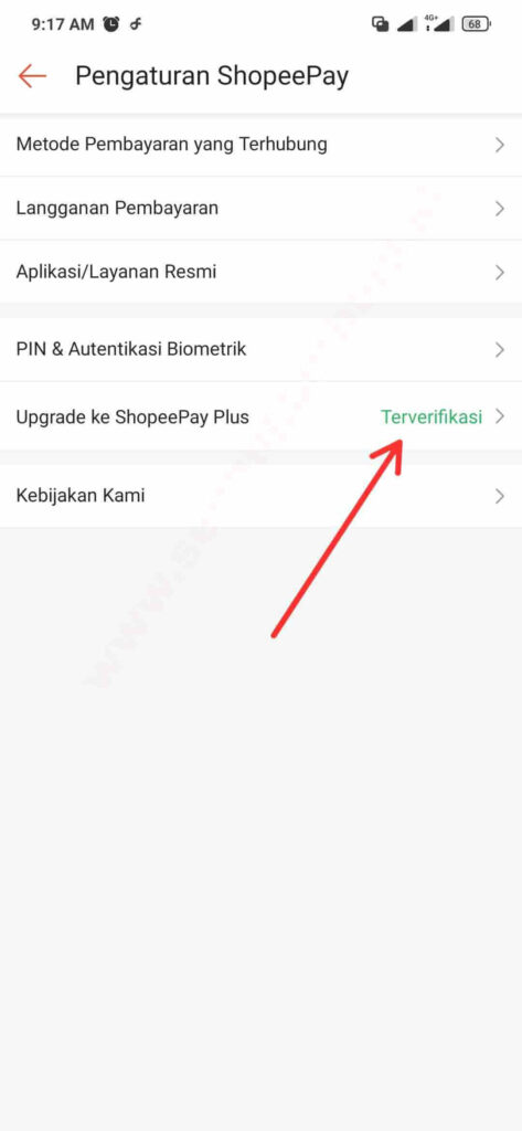 cara upgrade akun shopeepay