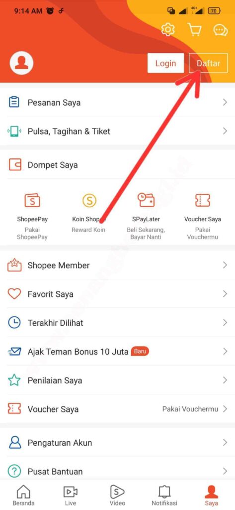 cara daftar di aplikasi shopee terbaru