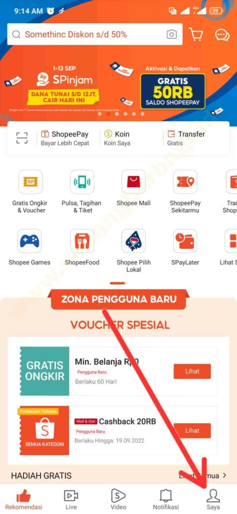 cara daftar di  aplikasi shopee untuk pengguna baru