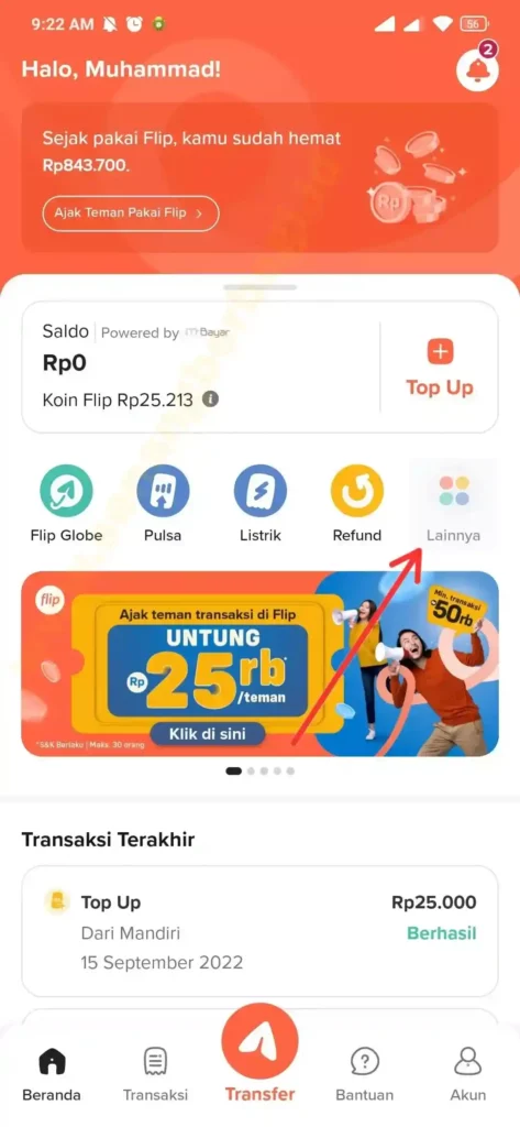 cara menarik saldo koin flip lewat rekening bank