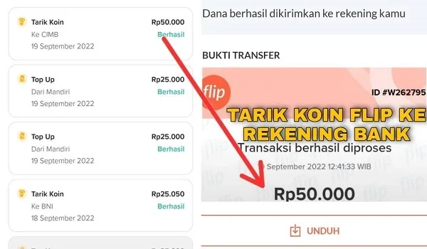 Cara Menarik Saldo Koin Flip lewat Rekening Bank Terbaru