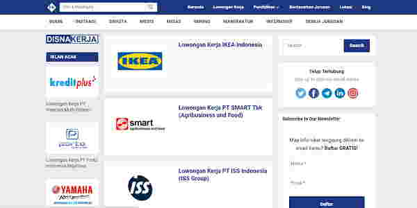 Situs lowongan kerja Disnakerja 