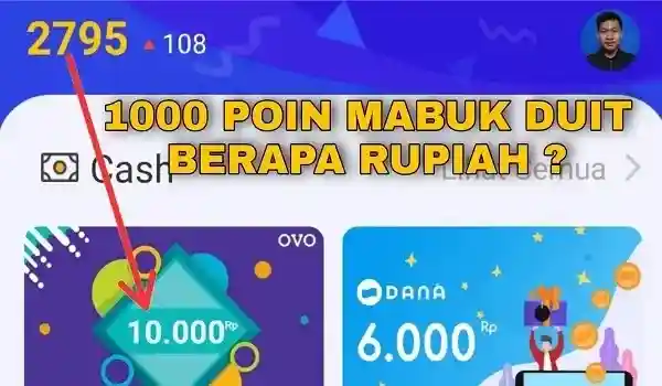 1000 Poin Aplikasi Mabuk Duit