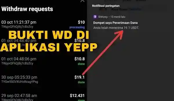 Bukti Pembayaran dari Aplikasi Yepp Terbaru