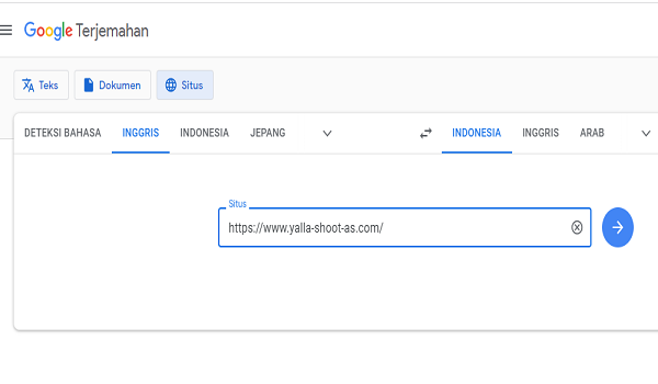 cara membuka situs Yalla Shoot dengan Google Translate