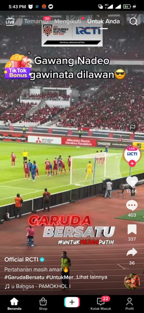 Cara Nonton Live Streaming Piala AFF 2022 di Tiktok Terbaru