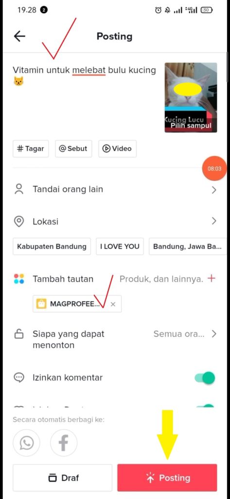 cara memunculkan kantong kuning di Tiktok shop