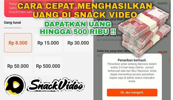 Cara Cepat Menghasilkan Uang dari Snack Video Terbaru 2023