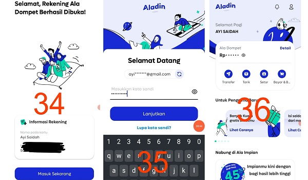 cara lihat nomor rekening bank aladin