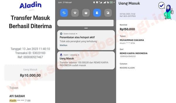 bonus undang teman pakai aplikasi aladin