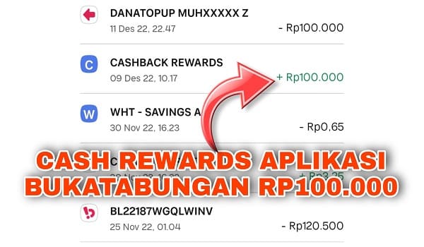 Bukti Pembayaran Uang dari Aplikasi BukaTabungan Saldo Cash Rp100.000