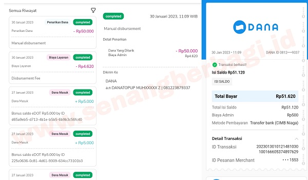 Bukti Pembayaran dari Aplikasi eDOT Terbaru