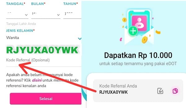 Cara Memasukkan Kode Referral di Aplikasi eDOT