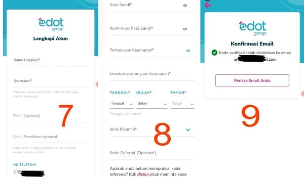 cara mengisi formulir pendandaftaran di aplikasi edot