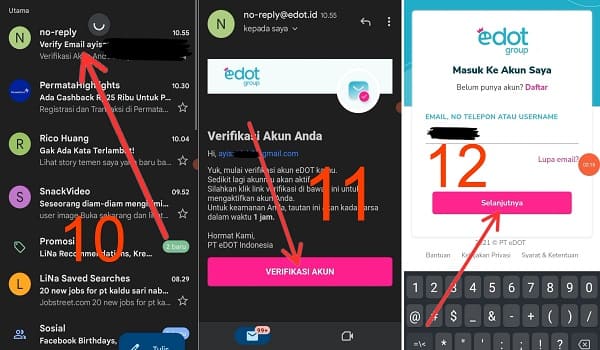 cara verifikasi email di Aplikasi eDOT