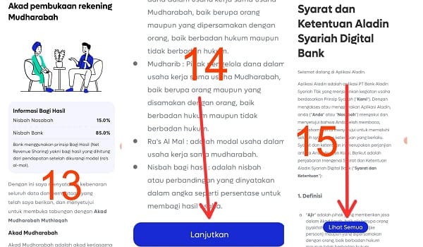 cara menyetujui syarat dan ketentuan pembukaan rekening aladin syariah digital bank