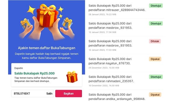 Cara Undang Teman di Aplikasi BukaTabungan Bukalapak