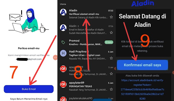 cara verifikasi email di Aladin Syariah digital