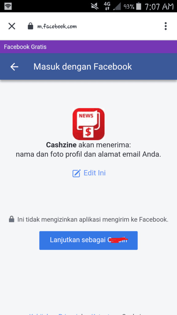 login di aplikasi cashzin