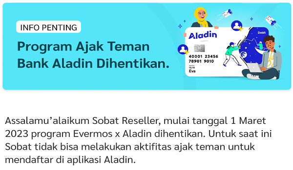 promo ajak teman aladin bank di hentikan