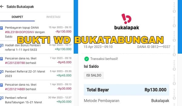 Bukti Pembayaran dari Promo Bukalapak X Bukatabungan Terbaru 2023