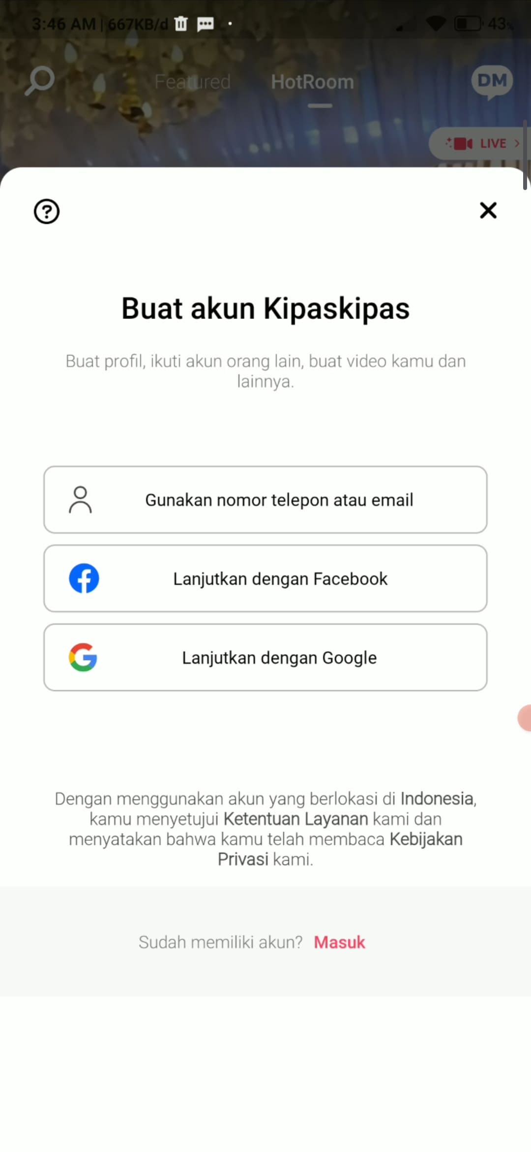 cara daftar di aplikasi kipas kipas