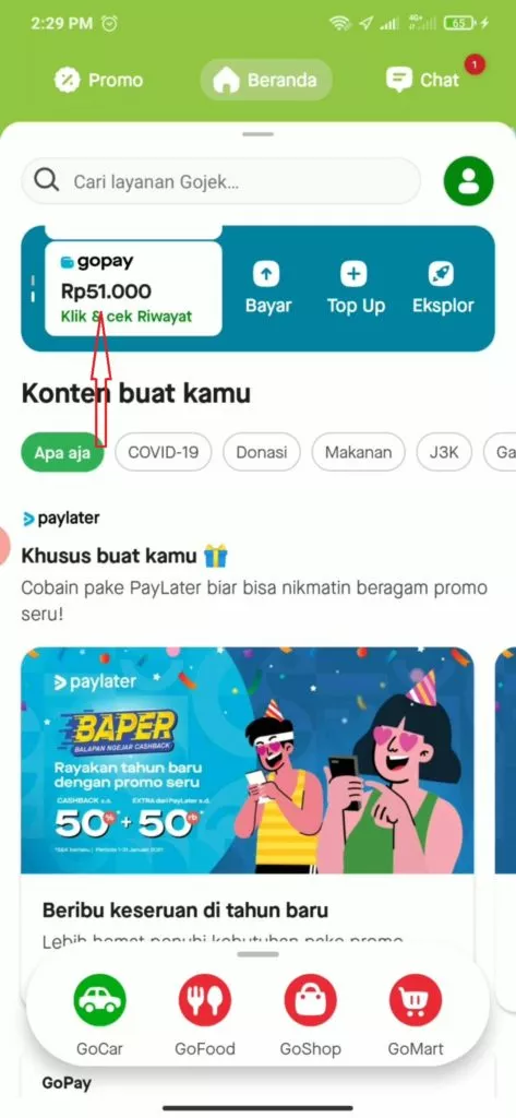 Bukti Saldo Gopay Gratis dari Aplikasi Snack Video
