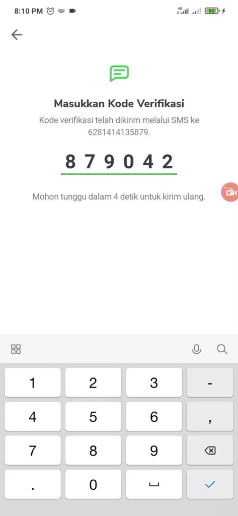 cara masukan kode verifikasi pada aplikasi tokopedia
