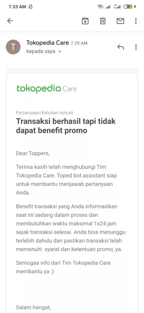 cara mengatasi masalah cashback tidak masuk
