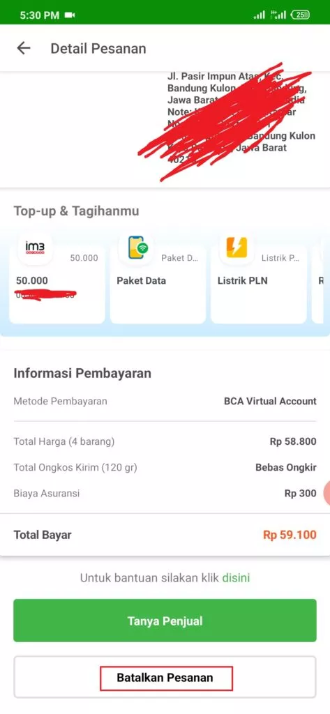 cara membatalkan pesanan dengan mudah