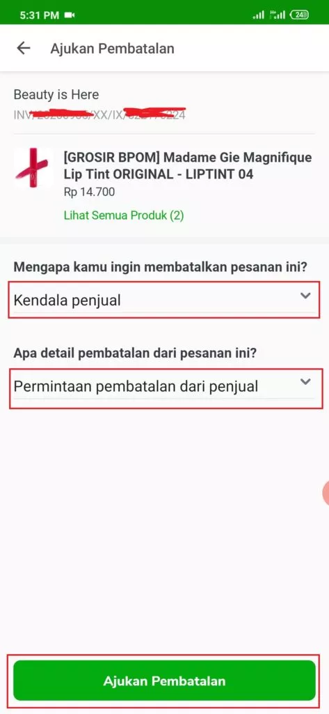 cara melakukan pembatalan barang pembelian tokopedia