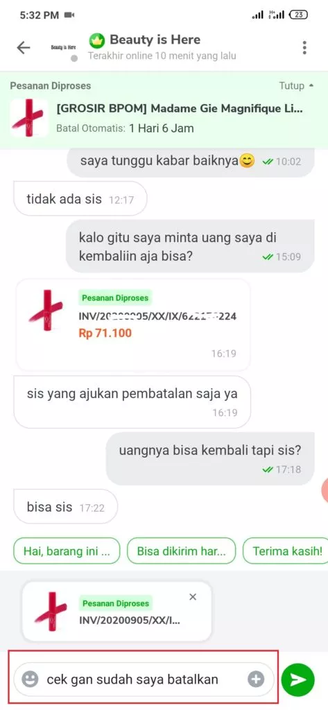 cara membatalkan pembelian dari tokopedia ke penjual
