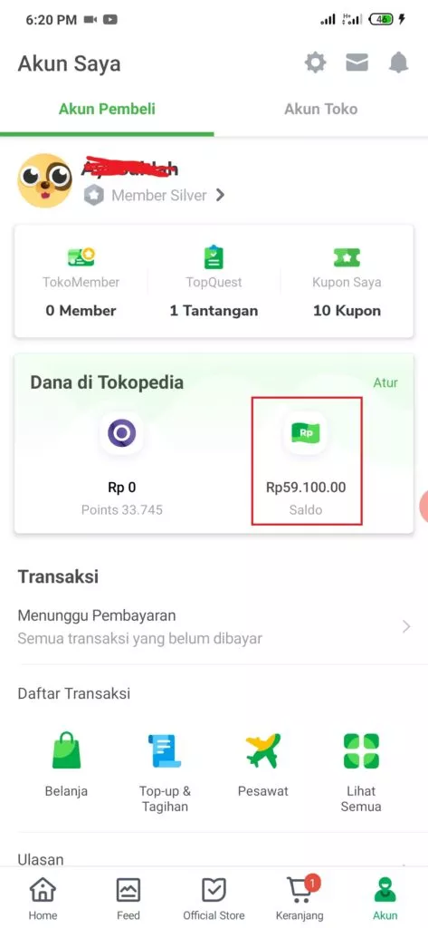 cara menarik saldo pengembalian barang tokopedia