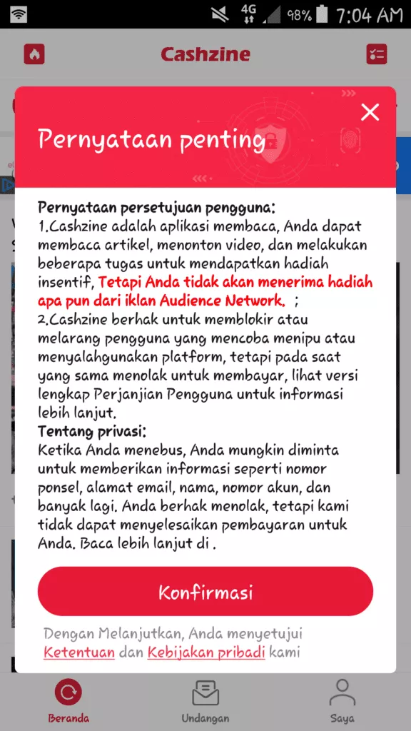 Cara Mendapatkan saldo Dana di Aplikasi Cashzine